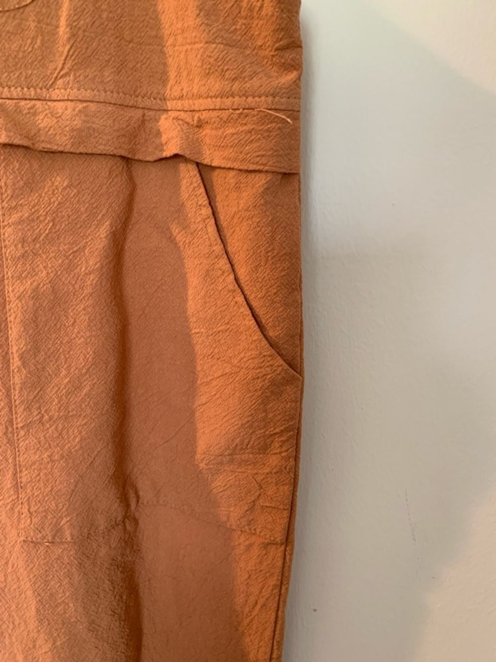 Women’s Orange Jumpsuit Overalls Size Small EUC Cotton Linen Blend Adjustable - Picture 5 of 10